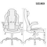 Gaming Chair Massage Office Chair Racing Desk Chair Ergonomic PC Executive High Back PU Leather Computer Chair with Lumbar Support Headrest Armrest Task Rolling Swivel Chair for Women Adults, Grey BestOffice