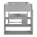 CITYLIGHT Grey Full Loft Bed with Desk, Shelves, and Storage Drawers for Kids CITYLIGHT