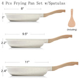 ESLITE LIFE Nonstick Ceramic Frying Pans Skillets Set, Non-Toxic Egg Omelette Kitchen Cooking Pans Compatible with All Stovetops (Gas, Electric & Induction), PTFE & PFOA Free (White) ESLITE LIFE