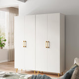 NOVAMAISON Storage Cabinet Set of 2, 69” Tall Storage Cabinet with Doors and Shelves, Freestanding Kitchen Pantry with Gold Handles and Legs, White NOVAMAISON