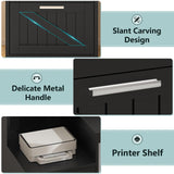 YOMILUVE 63" Farmhouse L Shaped Desk with Drawers & Storage Shelf, Corner Computer Desk with Power Outlets for Home Office, Executive Desk with Monitor Stand, Printer Shelf, Black YOMILUVE