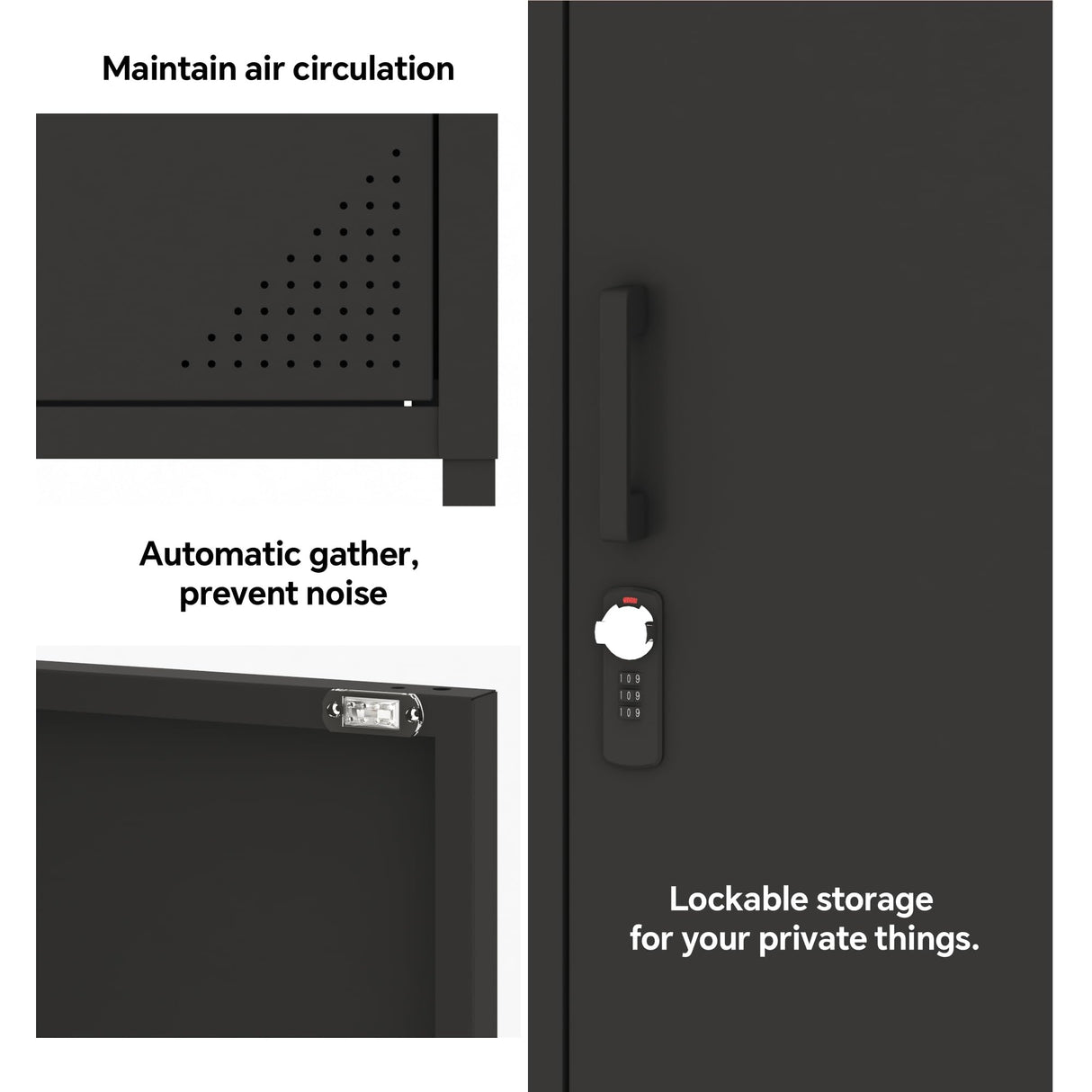 Steehoom Metal Locker Lockable Bathroom Storage Cabinet Black 4 Tier Employee Lockers for Home, School, Office, Garage (Black, H49.21'') Steehoom