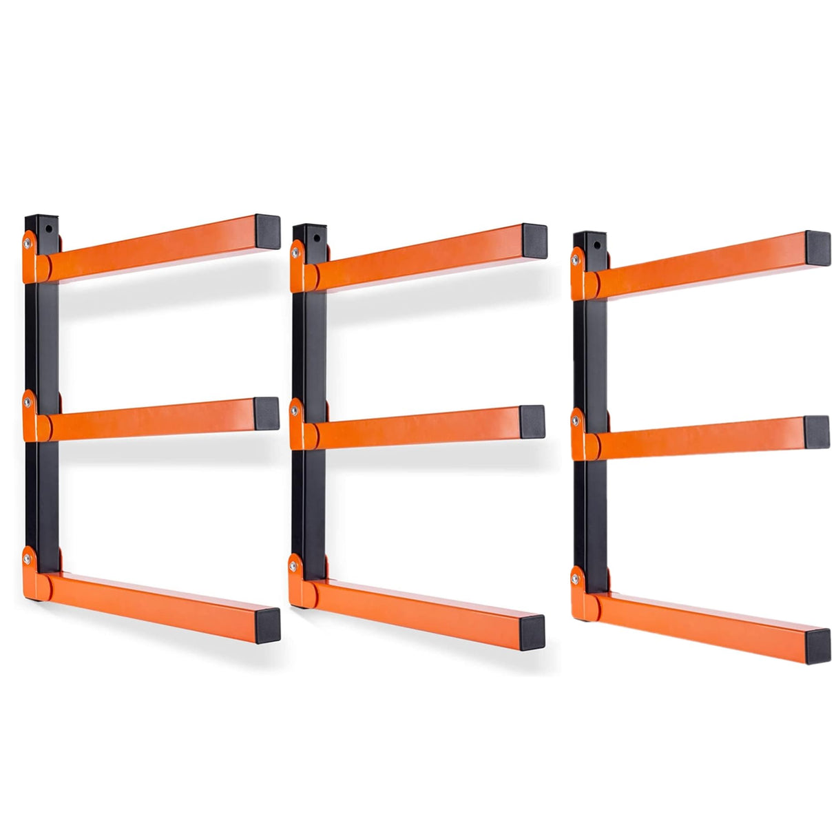 Ultrahaus 3 Pack Metal Lumber Storage Rack, Heavy Duty Steel, Wall Mounted, 3 Level Wood Storage System Ultrahaus