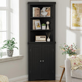 YESHOMY Corner Cabinet,Storage Cupboard with Doors,Tall Storage Cabinet with Adjustable Shelves, for Living Room,Bathroom,Kitchen,Dark Black YESHOMY
