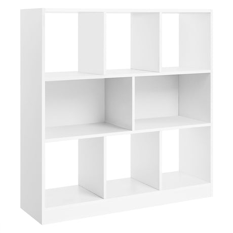 VASAGLE Bookcase, Bookshelf, Freestanding Storage Unit, 8 Open Compartments, Used Horizontally, Vertically, Upside Down, 11 x 35.4 x 39.4 Inches, for Living Room, Study, Office, White ULBC55WT VASAGLE