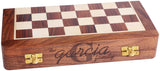 Personalized Wooden Foldable Magnetic Chess Set with 2 Extra Queen | Chessmen Storage Slots, Beginner Chess Set for Adults (Personalized, 10 inches) The Maryam Crafts