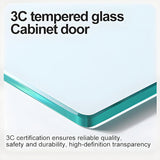 qeknxks Display Cabinet with Glass Doors, 5-Tier Metal Curio Cabinet, Glass Display Cases for Figurine, Toy Organizers Rack & Display Shelf, Kids Bookcase for Home Office, Playroom, Living Room qeknxks