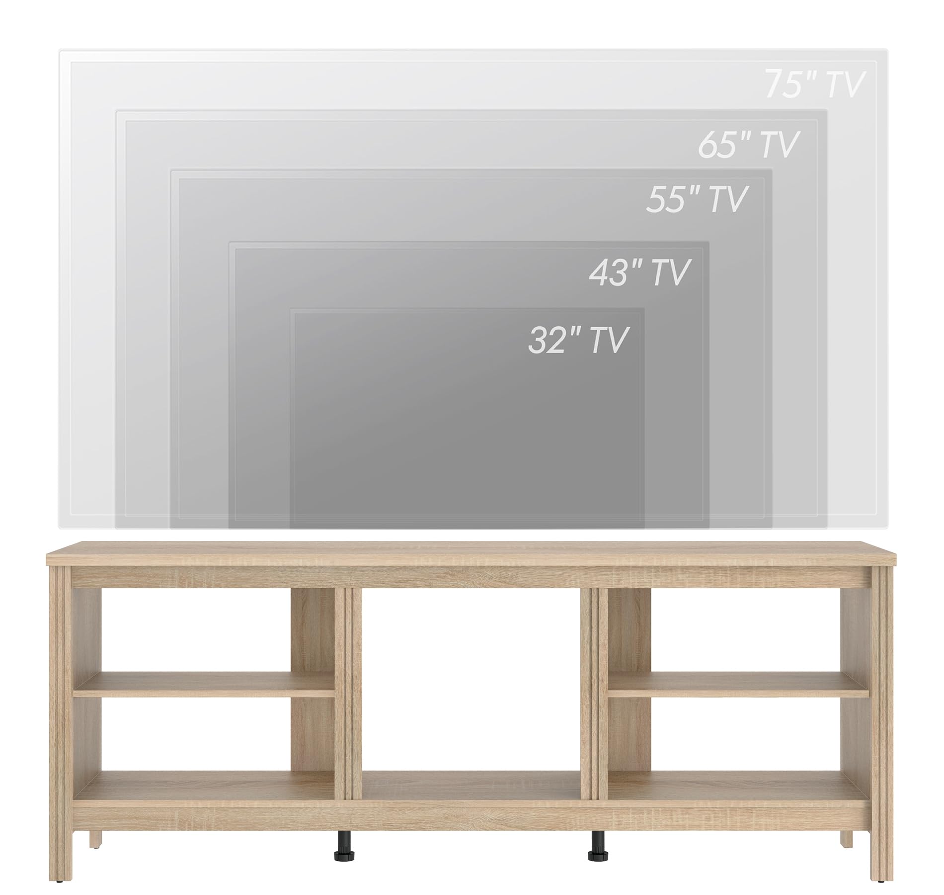 WAMPAT Farmhouse TV Stand for TVs up to 75 Inch, Oak Entertainment Center for 80 inch TV Console Table with 5 Cubby Storages for Living Room Bedroom, 70 inch - WoodArtSupply