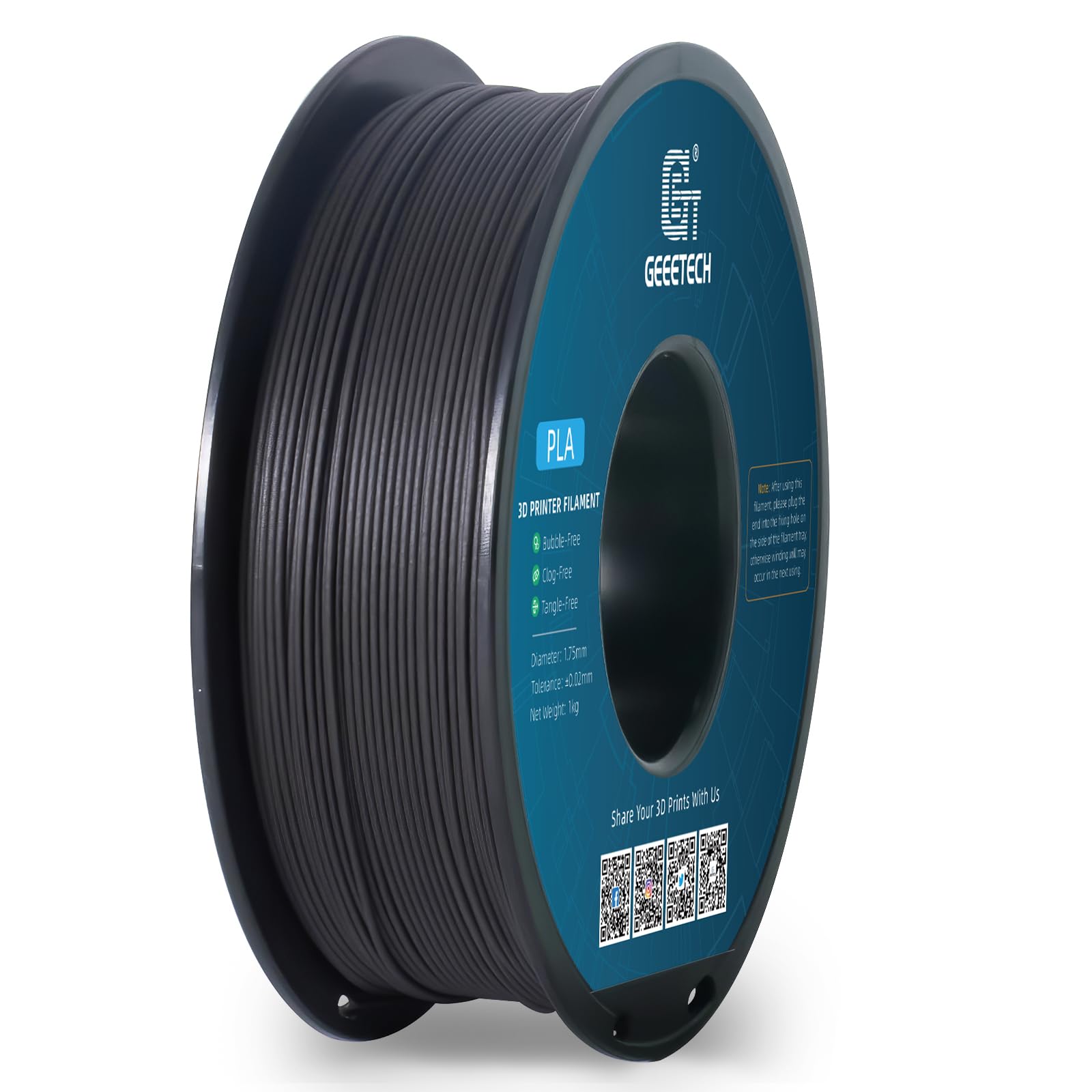 Geeetech Wood Filament 1.75 mm 3D Printer Filament,Ebony Wood PLA Filament 1kg (2.2lbs) 1 Spool,Dimensional Accuracy +/- 0.03 mm,for Most 3D FDM Printer - WoodArtSupply