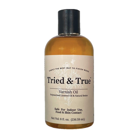 Tried & True Superior Varnish Oil Wood Finish & Sealer, 8 oz. - Natural Pine Resin & Linseed Oil, Ideal for Interior Furniture, Tables, Countertops - Tried & True