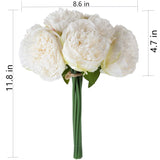 U'Artlines 2 Bouquet 10 Heads Artificial Peony Silk Flower Leaf Home Office Wedding Party Festival Bar Decor (Cream White) U'Artlines