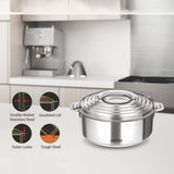 Milton Thermosteel Galaxia Insulated Hotpot Casseroles, Set of 3, Stainless Steel (1000ml, 1500ml, 2500ml) MILTON