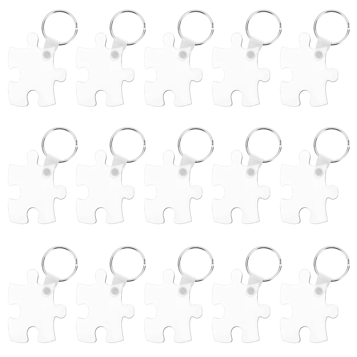 CHGCRAFT 20 Sets Puzzle Sublimation Blanks Keychains Double-Sided Keychain Blanks MDF Board Heat Transfer Keyring White for Heat Press, 2.76x1.97inch CHGCRAFT