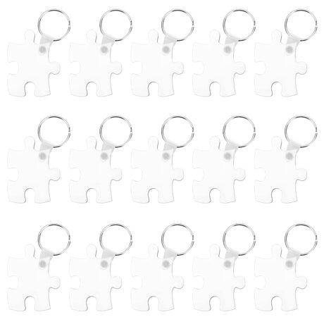 CHGCRAFT 20 Sets Puzzle Sublimation Blanks Keychains Double-Sided Keychain Blanks MDF Board Heat Transfer Keyring White for Heat Press, 2.76x1.97inch CHGCRAFT