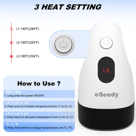 eSeedy Mini Heat Press Machine, 3 Heat Settings& Fast Heating, 15 Mins Auto-Off, Insulated Safety Base, Mini Iron for Crafting, T Shirts, Hats, Heating Transfer Projects(White Blue) eSeedy