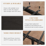 DOGIBIXO Full Size Bed Frame with Led Lights and USB Charging, Industrial Platform Bed Frame with Farmhouse Barn Door Headboard, Strong Metal Slats Support, Noise Free, No Box Spring Needed, Black DOGIBIXO