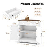 GRUSIGN 30" Coffee Bar Station, Kitchen Sideboard Buffet Cabinet with a Drawer and Adjustable Shelf, Modern Farmhouse Storage Cabinet for Kitchen, Living Room, Entryway, White GRUSIGN