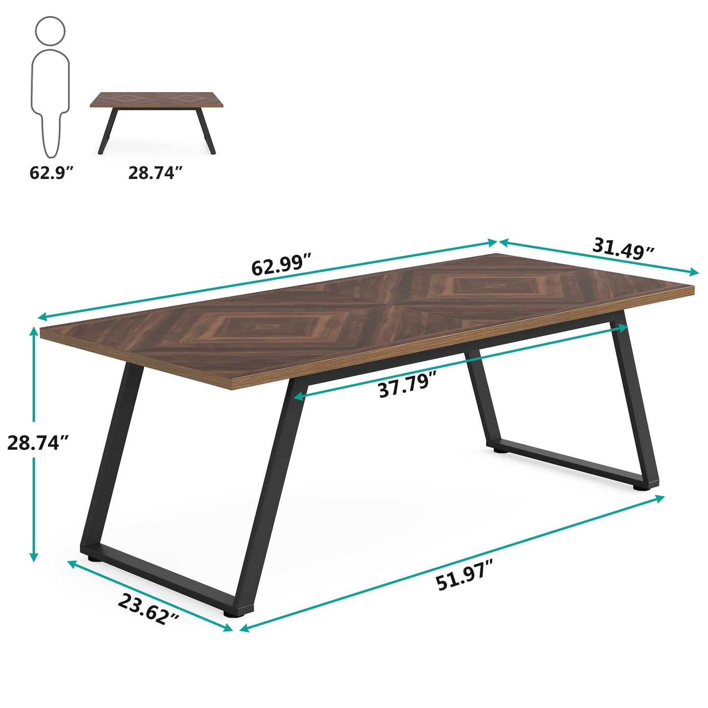 Tribesigns 63 Inch Executive Office Desk, Large Computer Desk with Thickened Frame, Modern Simple Study Writing Table Workstation Desk for Home Office, Living Room - WoodArtSupply