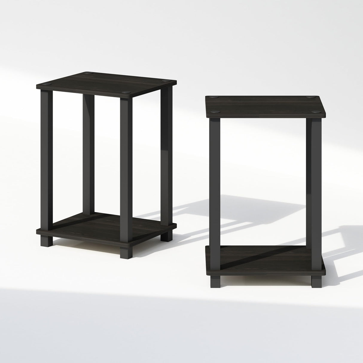Furinno Simplistic Compact Bedside Table, Nightstand, Espresso/Black, Set of 2 Furinno