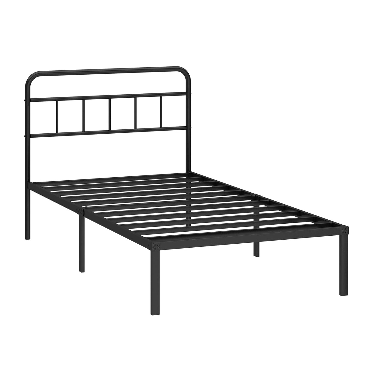 Kujielan 12 inches Twin Size Bed Frame with Minimalist headboard,Metal Platform Base with Strong Metal Slats,Mattress Foundation for Under Bed Storage,Easy Assembly,Black Kujielan