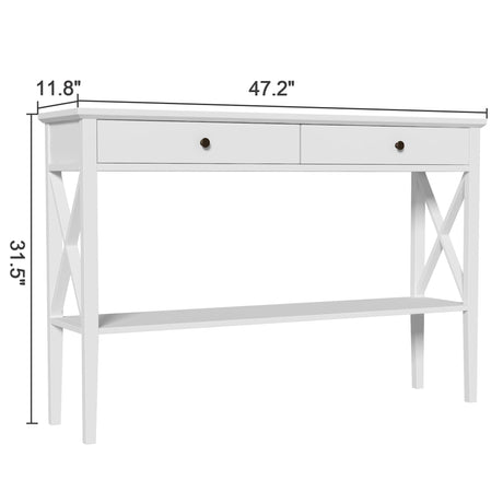 ChooChoo 47" Console Table with Drawers, Narrow Wood Accent Sofa Table Entryway Table with Storage Shelf for Entryway, Front Hall, Hallway, Living ChooChoo