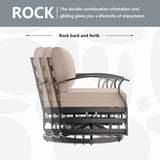 ASJMR 10-seat Aluminum Patio Furniture Set, L-Shaped Sectional Sofa with 5.1" Cushions, High Backrest & 2 Footstools, Durable Outdoor Patio Furniture Set, Backyard, Poolside - Sand ASJMR