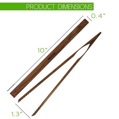Mr.Art Ash Wood Toaster Kitchen Tongs (4-Pack), 10" Length - Ultra Grip, Ideal for Toast, Fruits, Bread & Pickles - Made in Europe (Walnut) Mr.Art Wood