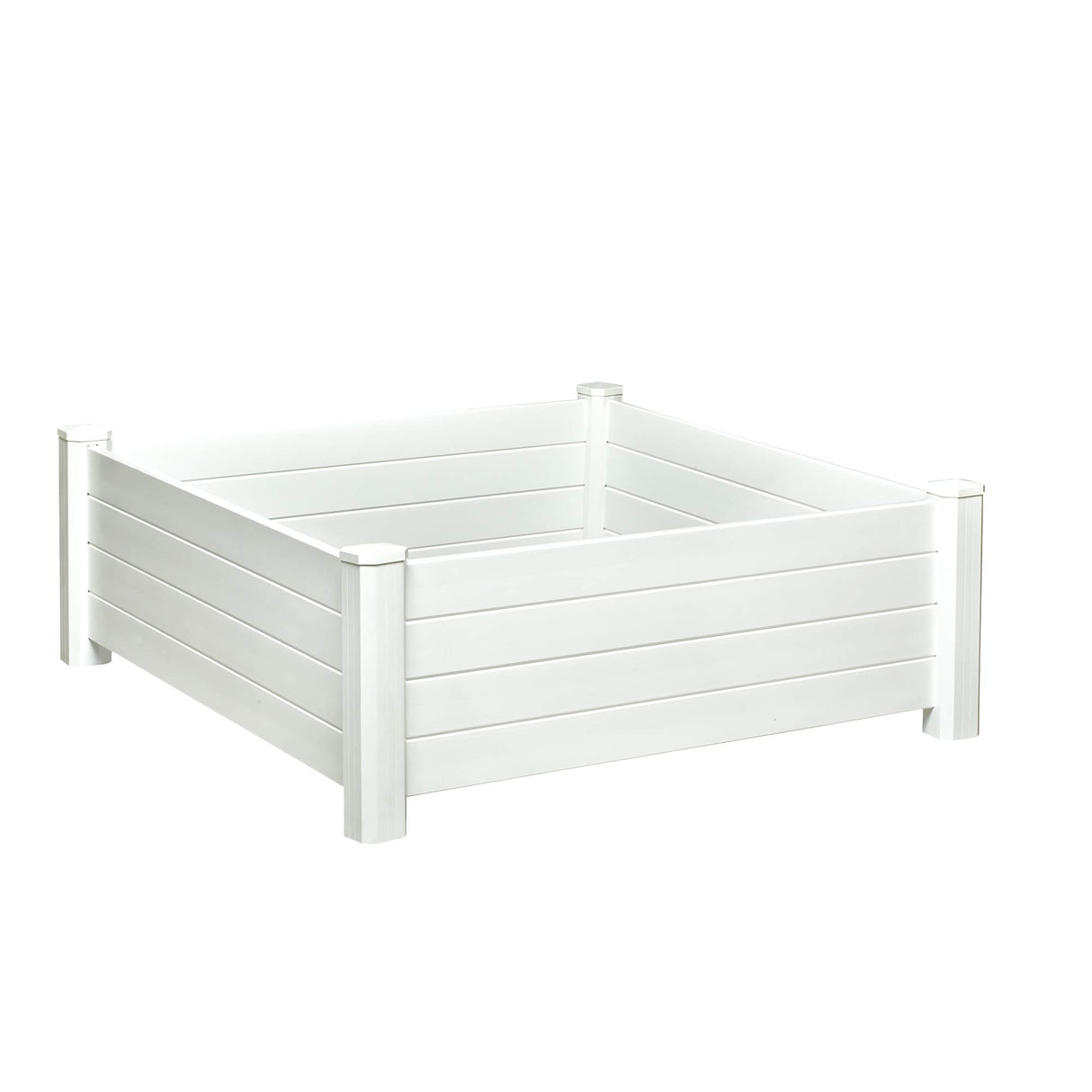 NuVue Products 26001 Premium Outdoor Raised Garden Bed for Growing Edible Plants and Flowers, BPA-Free Woodgrain Panel Elevated Planter Box, 48” L x 48” W x 15” H, White NuVue