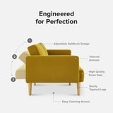 mopio 76.8" Futon Sofa Bed, Small Couch, Sleeper, Loveseat, Mid Century Modern Futon Couch, Sofa Cama, Couches for Living Room (Antique Gold Premium Velvet) mopio