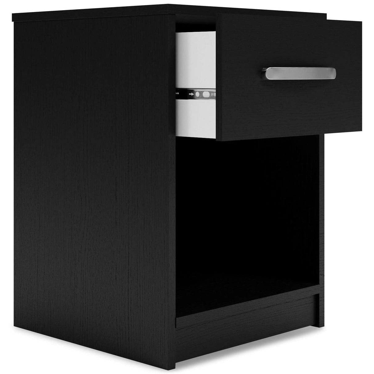 Signature Design by Ashley Finch Modern 1 Drawer Night Stand with Open Cubby, Black Signature Design by Ashley