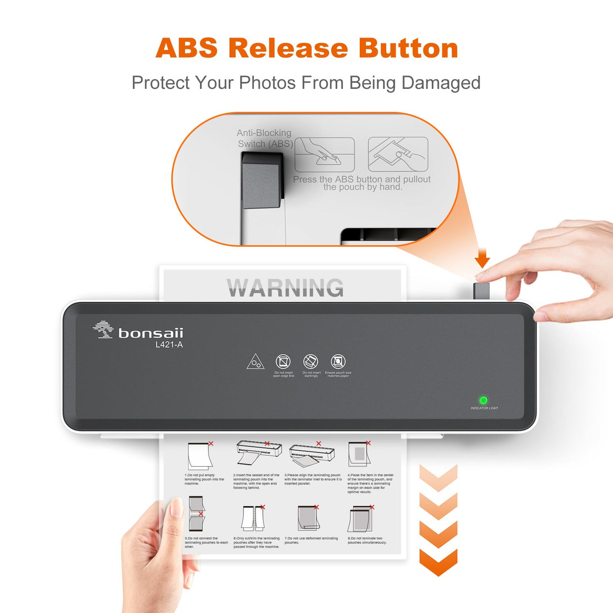 Bonsaii Laminator Machine with 5 Laminating Sheets, 9 Inch Thermal Laminating Machine for Doc/Posters/Photos, Compact Laminator for Home Office School, L421-Grey bonsaii