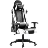 GTRACING Gaming Chair Racing Office Computer Ergonomic Video Game Chair Backrest and Seat Height Adjustable Swivel Recliner with Headrest and Lumbar Pillow Esports Chair (White) GTRACING