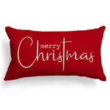 Allorry Christmas Pillow Covers Merry Christmas Throw Pillow Decorative Christmas Red Cotton Cloth Linen Cloth Pillow Cover Sofa Cover Decorative Rectangle Length 12X20 inches Allorry