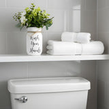 Wash Your Hands Mason Jar, Hand Painted and Distressed Mason Jar Decor, Pint 16 oz. Regular Mouth, Artificial Flower Arrangement for Bathroom, Rustic Farmhouse Bathroom Decor for Shelf Viva's Flower Shop