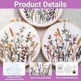 6 Pack Embroidery Kit for Beginners and Adults, Flower Cross Stitch Kits Needlepoint Kits, Hand Embroidery Kit Includes 6 Floral Embroidery Patterns, 1 Embroidery Hoop, Instructions and Other Tools