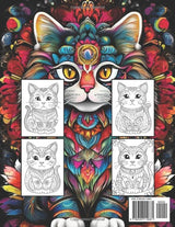Cats - Mindfullness Coloring Book: More than 50 Images of Cats and Kittens to Relax, Release Stress and Work on Concentration. WoodArtSupply