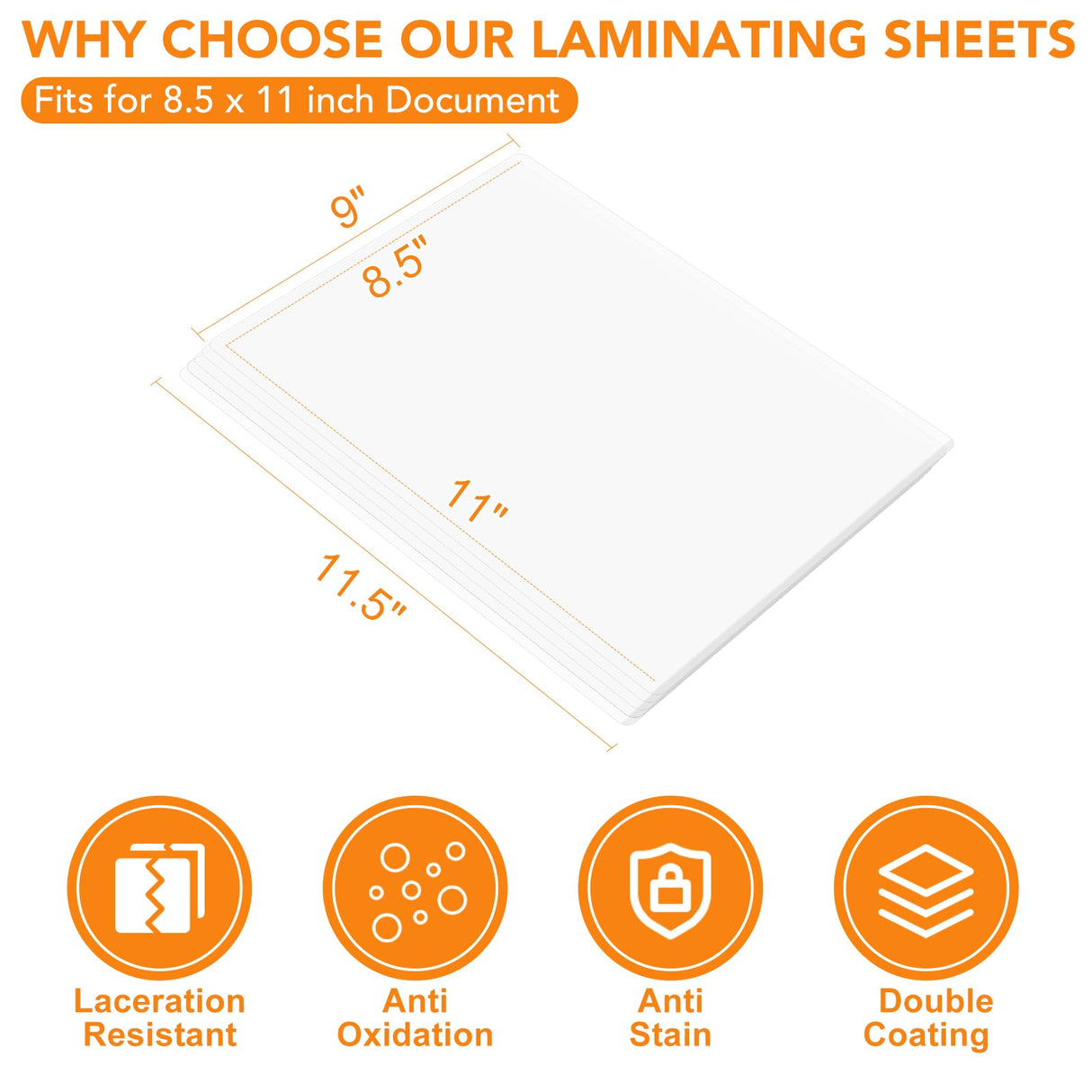 CAREGY Thermal Laminating Pouches, 300 Pack Laminating Sheets, 3 Mil, 9 x 11.5 Inches Lamination Sheet Paper for Laminator, Clear, Letter Size, Office and School Supplies CAREGY