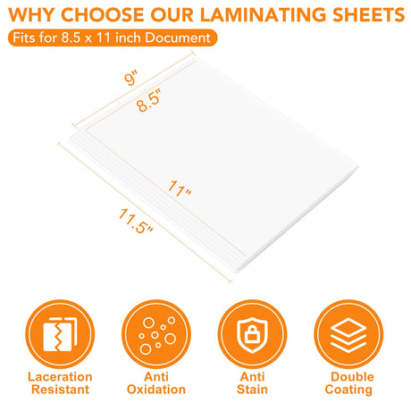 CAREGY Thermal Laminating Pouches, 300 Pack Laminating Sheets, 3 Mil, 9 x 11.5 Inches Lamination Sheet Paper for Laminator, Clear, Letter Size, Office and School Supplies CAREGY