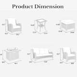 LayinSun 10 Pieces Outdoor Patio Furniture Set with Fire Pit Table, Rattan Wicker Sectional Swivel Rocker Chairs Sets with Ottomans, Swivel Glider Chair, Single Chairs and Coffee Table LayinSun