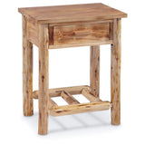 CASTLECREEK Pine Log End Table Nightstand, Rustic Natural Weathered Look Wooden Side Tables with Storage Drawer for Living Room Couch, Bedroom CASTLECREEK