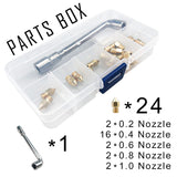 XIFOWE MK8 Nozzles 24 pcs 3D Printer Extruders Brass Nozzles 0.2mm, 0.4mm,0.6mm, 0.8mm, 1.0mm CR-10 Nozzle with DIY Tools and Metal Storage Box for CR-8 / CR-10 / Ender 3 / Ender 3S / 5/6 and so on… XIFOWE