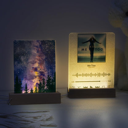 PYD Life 4 Pack Sublimation LED Acrylic Photo Frames Night Lights Glitter Blanks 6" x 8" with Warm Color Light,with Wood Stand for Heat Press Machine Printing