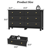 HOUROM Black Dresser, Modern 6 Drawer Double Dresser for Bedroom with Gold Knobs, Adults & Kids Wide Dressers & Chests of Drawers for Hallway, Entryway HOUROM