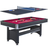 6-Ft Pool Table with Ping Pong Table Combo,2-in-1 Multi-Game Table with Billiard Balls, Cues, Paddles, Brush,for Family Recreation, Durable Structure, Quick Assembly CuisinSmart