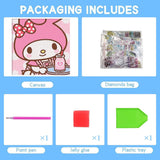 PERFECTSIGHT Cute 5D Diamond Art Kits with Wooden Frame, Kawaii DIY Painting Art for Adults, Diamond Arts and Crafts Sets, Big Gem Full Drill Diamond Dots for Women Beginners (Milk) PERFECTSIGHT