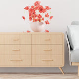 Tighall 6PCS Wooden Simple Drawer Handles, 5" Hole Centers Cabinet Pulls Rectangle Solid Wood Hardware Handles Decorative Furniture Pulls for Dresser Wardrobes (Beech) Tighall