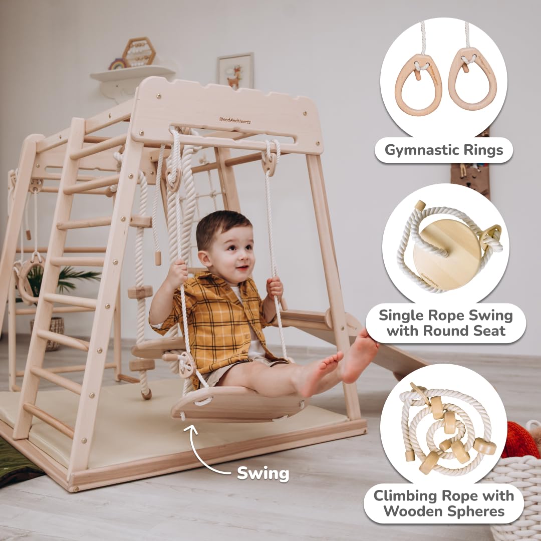 Woodandhearts Indoor Playground, Made in EU Jungle Gym for Kids Ages 1-4, Toddler Jungle Gym, Kids Playground, Jungle Gym for Kids Ages 1-4, Toddler Jungle Gym, Montessori Play Gym