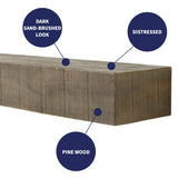 Country Living Wood Fireplace Mantel Shelf - Stockbridge 60 Inch Beach Sand Finish | Rustic Distressed Pine Beam with Hand-Hewn Details; for Fireplaces, Hearths & Décor Country Living