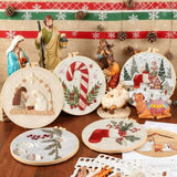 QBQBQ 4 Sets Christmas Embroidery Kits for Adults, Embroidery Kit for Beginners, Cross Stitch Kits for Beginners with Pattern, Needles, Threads, Tools (Christmas Kits B)
