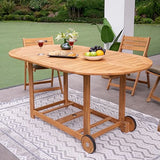 Cambridge Casual Miami Teak Wood Patio Dining Set with Cast Shale Cushion, Natural Teak/Cast Shale Cambridge Casual